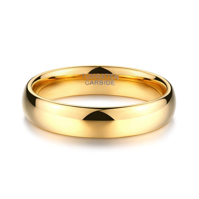 TRUMIUM 4mm Tungsten Wedding Band Ring for Men Women 24K Gold Plated Domed High Polished Comfort Fit 12 - Image 3